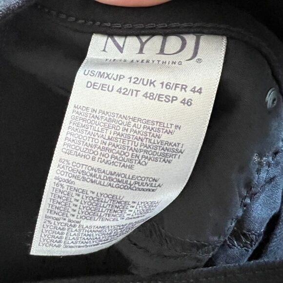 NYDJ Marilyn Straight Jeans Womens Sz 12 Black Denim Mid Rise Lift Tuck Stretch - Picture 10 of 15